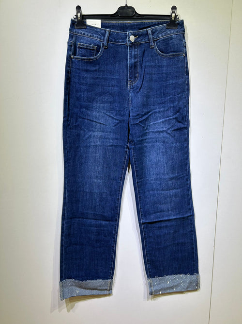 Jeans piegone brillantinato