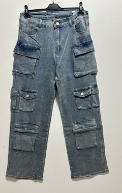 Jeans cargo brillantinato